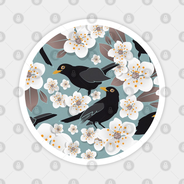 Waiting for the cherries // pattern // blue background Magnet by SelmaCardoso